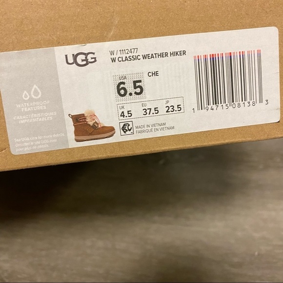 UGG | Classic Weather Hiker Boots  In Chestnut Size 6.5 NEW - Picture 7 of 13